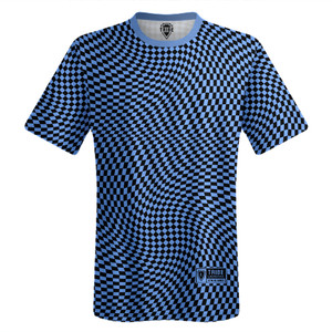 Warped Checkerboard Lacrosse Shooter Shirt - Blue Carolina And Black Warped Checkerboard Lacrosse Shooter Shirt - Blue Carolina And Black