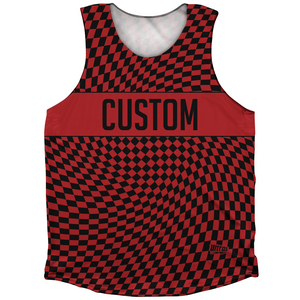 Warped Checkerboard Custom Athletic Tank Top - Red Dark And Black Warped Checkerboard Custom Athletic Tank Top - Red Dark And Black