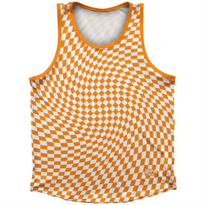 Warped Checkerboard Athletic Sport Tank Top Made In USA - Orange Tennessee And White Warped Checkerboard Athletic Sport Tank Top Made In USA - Orange Tennessee And White