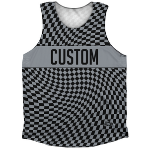 Warped Checkerboard Custom Athletic Tank Top - Grey Dark And Black Warped Checkerboard Custom Athletic Tank Top - Grey Dark And Black