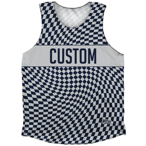 Warped Checkerboard Custom Athletic Tank Top - Blue Navy And Grey Medium Warped Checkerboard Custom Athletic Tank Top - Blue Navy And Grey Medium