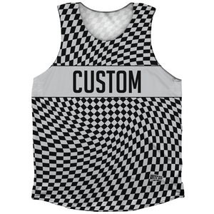 Warped Checkerboard Custom Athletic Tank Top - Grey Medium And Black Warped Checkerboard Custom Athletic Tank Top - Grey Medium And Black