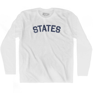 States Adult Cotton Long Sleeve T-shirt - White