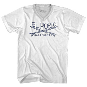 El Porto Surf Adult Tri-Blend V-neck T-shirt - White