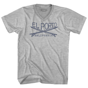 El Porto Surf Adult Cotton V-neck T-shirt - Grey Heather El Porto Surf Adult Cotton V-neck T-shirt - Grey Heather