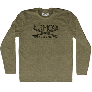 Hermosa Surf Adult Tri-Blend Long Sleeve T-shirt - Military Green