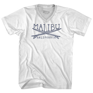 Malibu Surf Adult Tri-Blend V-neck T-shirt - White