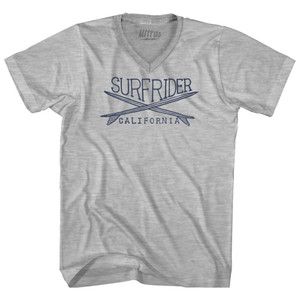 Surfrider Surf Adult Cotton V-neck T-shirt - Grey Heather