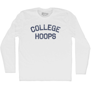 College Hoops Adult Cotton Long Sleeve T-shirt - White