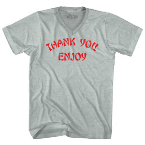 Thank You Enjoy Adult Tri-Blend V-neck T-shirt - Athletic Cool Grey