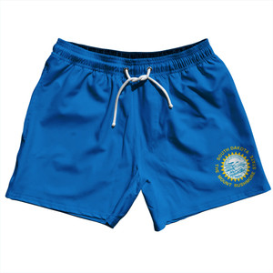 South Dakota US State Flag 5" Swim Shorts Made in USA - Blue South Dakota US State Flag 5" Swim Shorts Made in USA - Blue