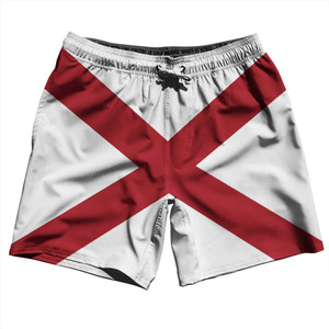 Alabama US State Flag Swim Shorts 7" Made in USA - Red White