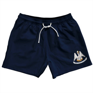 Louisiana US State Flag 5" Swim Shorts Made in USA - Black Louisiana US State Flag 5" Swim Shorts Made in USA - Black