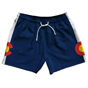 Colorado US State Flag 5" Swim Shorts Made in USA - Navy
