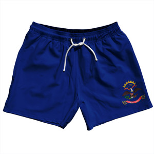 North Dakota US State Flag 5" Swim Shorts Made in USA - Blue North Dakota US State Flag 5" Swim Shorts Made in USA - Blue