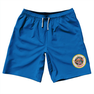 Minnesota US State Flag 10" Swim Shorts Made in USA - Blue