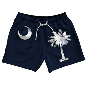 South Carolina US State Flag 5" Swim Shorts Made in USA - Black South Carolina US State Flag 5" Swim Shorts Made in USA - Black