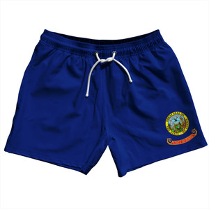 Idaho US State Flag 5" Swim Shorts Made in USA - Blue