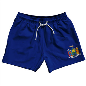 New York US State Flag 5" Swim Shorts Made in USA - Blue