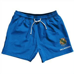 Oklahoma US State Flag 5" Swim Shorts Made in USA - Blue Oklahoma US State Flag 5" Swim Shorts Made in USA - Blue