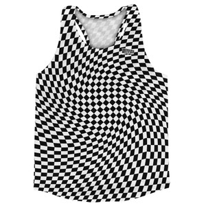 Warped Checkerboard Running Track Tops Made In USA - Black And White Warped Checkerboard Running Track Tops Made In USA - Black And White