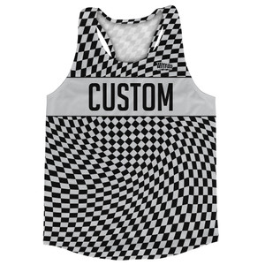 Warped Checkerboard Custom Running Track Tops Made In USA - Grey Medium And Black Warped Checkerboard Custom Running Track Tops Made In USA - Grey Medium And Black