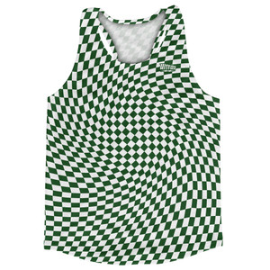 Warped Checkerboard Running Track Tops Made In USA - Green Hunter And White Warped Checkerboard Running Track Tops Made In USA - Green Hunter And White