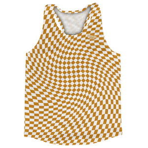 Warped Checkerboard Running Track Tops Made In USA - Orange Burnt And White Warped Checkerboard Running Track Tops Made In USA - Orange Burnt And White