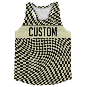 Warped Checkerboard Custom Running Track Tops Made In USA - Vegas Gold And Black Warped Checkerboard Custom Running Track Tops Made In USA - Vegas Gold And Black