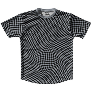 Warped Checkerboard Running Shirt Track Cross Made In USA - Grey Dark And Black Warped Checkerboard Running Shirt Track Cross Made In USA - Grey Dark And Black