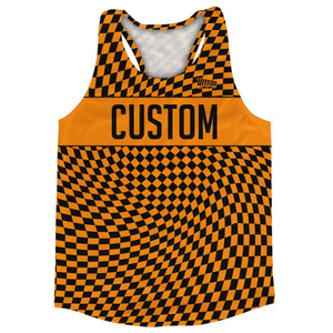 Warped Checkerboard Custom Running Track Tops Made In USA - Orange Tennessee And Black Warped Checkerboard Custom Running Track Tops Made In USA - Orange Tennessee And Black