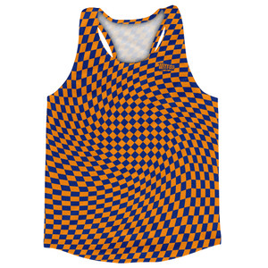 Warped Checkerboard Running Track Tops Made In USA - Blue Royal And Tennessee Orange Warped Checkerboard Running Track Tops Made In USA - Blue Royal And Tennessee Orange