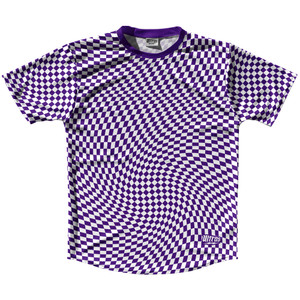 Warped Checkerboard Running Shirt Track Cross Made In USA - Purple Lakers And White Warped Checkerboard Running Shirt Track Cross Made In USA - Purple Lakers And White