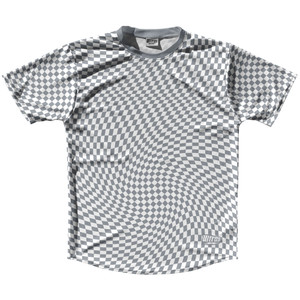Warped Checkerboard Running Shirt Track Cross Made In USA - Grey Dark And White Warped Checkerboard Running Shirt Track Cross Made In USA - Grey Dark And White
