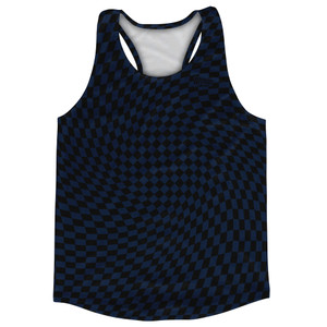 Warped Checkerboard Running Track Tops Made In USA - Blue Navy And Black