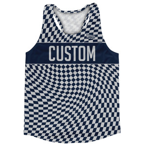 Warped Checkerboard Custom Running Track Tops Made In USA - Blue Navy And Grey Medium Warped Checkerboard Custom Running Track Tops Made In USA - Blue Navy And Grey Medium