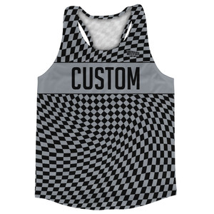 Warped Checkerboard Custom Running Track Tops Made In USA - Grey Dark And Black Warped Checkerboard Custom Running Track Tops Made In USA - Grey Dark And Black
