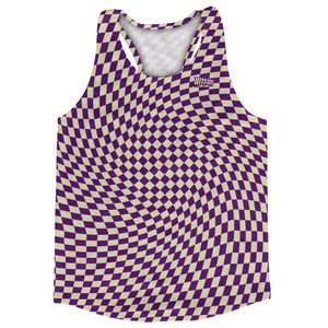 Warped Checkerboard Running Track Tops Made In USA - Purple Medium And Vegas Gold Warped Checkerboard Running Track Tops Made In USA - Purple Medium And Vegas Gold