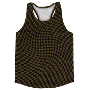 Warped Checkerboard Running Track Tops Made In USA - Brown Dark And Black Warped Checkerboard Running Track Tops Made In USA - Brown Dark And Black