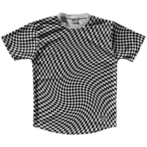 Warped Checkerboard Running Shirt Track Cross Made In USA - Blue Navy And Grey Medium Warped Checkerboard Running Shirt Track Cross Made In USA - Blue Navy And Grey Medium