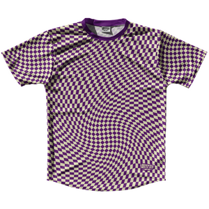 Warped Checkerboard Running Shirt Track Cross Made In USA - Purple Medium And Vegas Gold Warped Checkerboard Running Shirt Track Cross Made In USA - Purple Medium And Vegas Gold