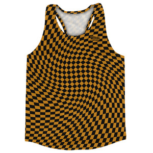Warped Checkerboard Running Track Tops Made In USA - Orange Burnt And Black Warped Checkerboard Running Track Tops Made In USA - Orange Burnt And Black