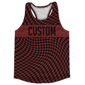 Warped Checkerboard Custom Running Track Tops Made In USA - Red Maroon And Black Warped Checkerboard Custom Running Track Tops Made In USA - Red Maroon And Black