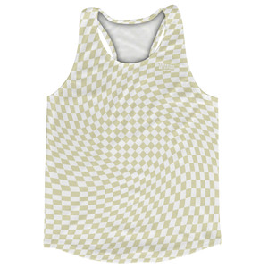 Warped Checkerboard Running Track Tops Made In USA - Vegas Gold And White Warped Checkerboard Running Track Tops Made In USA - Vegas Gold And White