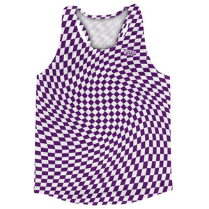 Warped Checkerboard Running Track Tops Made In USA - Purple Medium And White Warped Checkerboard Running Track Tops Made In USA - Purple Medium And White