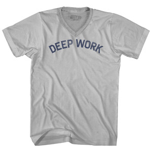 Deep Work Adult Tri-Blend V-neck T-shirt - Cool Grey