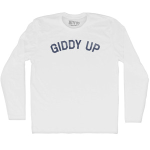 Giddy Up Adult Cotton Long Sleeve T-shirt - White