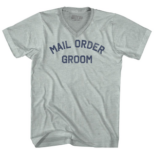 Mail Order Groom Adult Tri-Blend V-neck T-shirt - Athletic Cool Grey Mail Order Groom Adult Tri-Blend V-neck T-shirt - Athletic Cool Grey