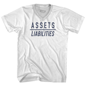 Assets Over Liabilities Adult Tri-Blend V-neck T-shirt - White
