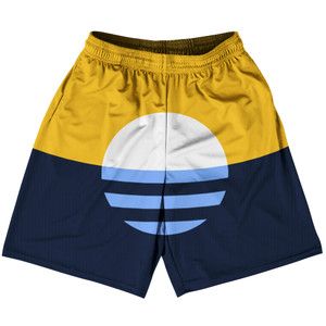 Milwaukee Flag Basketball Practice Shorts Made In USA - Yellow Navy
